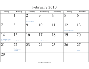 February 2010 calendar