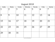 August 2010 calendar