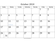 October 2010 calendar