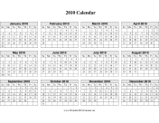 2010 Calendar on one page (horizontal grid) calendar