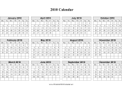2010 on one page (horizontal, week starts on Monday) calendar