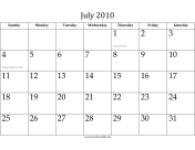 July 2010 Calendar calendar