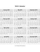 2010 Calendar (vertical, descending grid) calendar