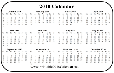2010 Wallet Calendar Calendar