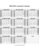 2009-2010 Academic Calendar calendar