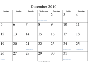 December 2010 calendar
