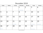 December 2010 Calendar calendar