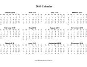 2010 Calendar (horizontal, descending) calendar