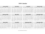 2010 Calendar (horizontal, descending grid) calendar