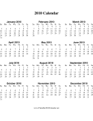 2010 Calendar on one page (vertical) calendar